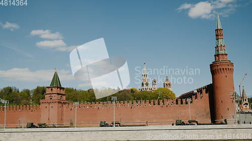 Image of Moscow Russian Federation. The Moscow Kremlin in moving along the wall.