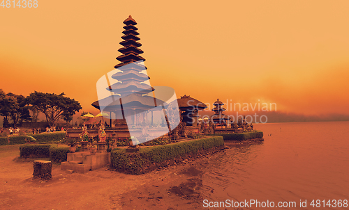 Image of famous mystical Pura Ulun Danu water temple, bali