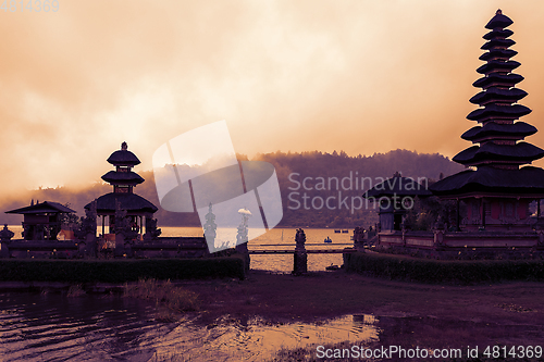 Image of famous mystical Pura Ulun Danu water temple, bali