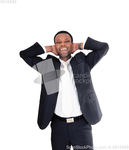 Image of Portrait of happy African business man