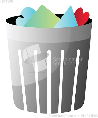 Image of Trashbin with trash inside vector illustration on a white backgr