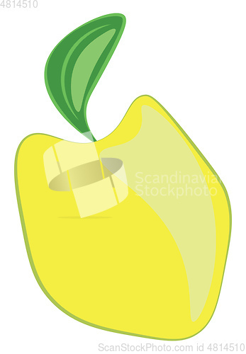 Image of Cartoon of a yellow quince fruit with a fresh green leaf vector 