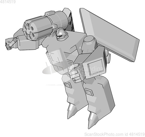 Image of Grey fantasy robot vector illustration on white background