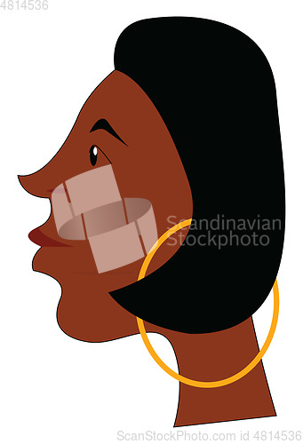 Image of The side view of the face of an African girl wearing golden earr