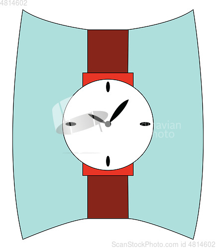 Image of Brown wrist watch showing time illustration print vector on whit