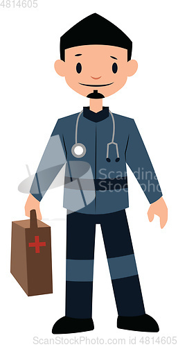 Image of Paramedic in blue uniform character vector illustration on a whi