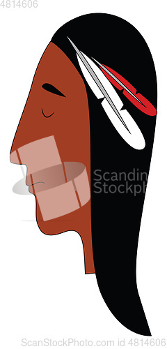 Image of A black woman with feathers stuck on her headband vector or colo