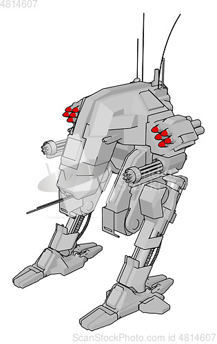 Image of Sci-fi cartoon of a grey robot vector illustration on white back