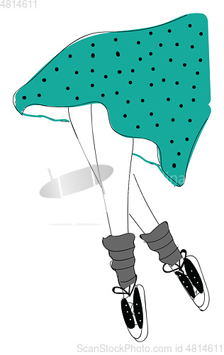 Image of Woman legs under dotted skirt illustration color vector on white