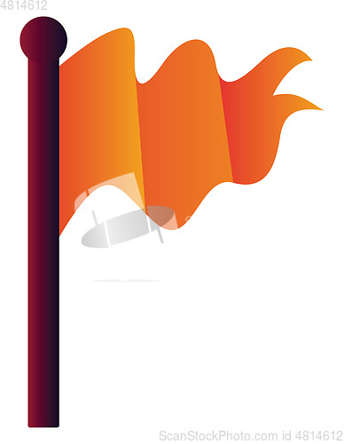 Image of Orange flag on purple stick vector icon illustration on a white 