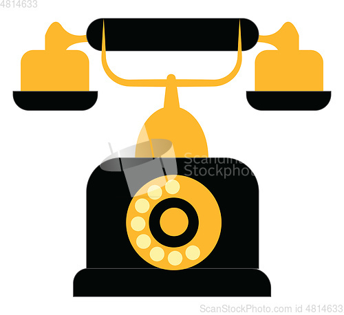 Image of Vintage black and yellow telephone vector illustration on white 