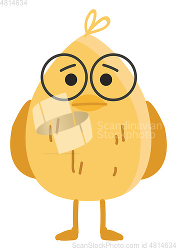 Image of A yellow oval shaped cartoon bird vector or color illustration
