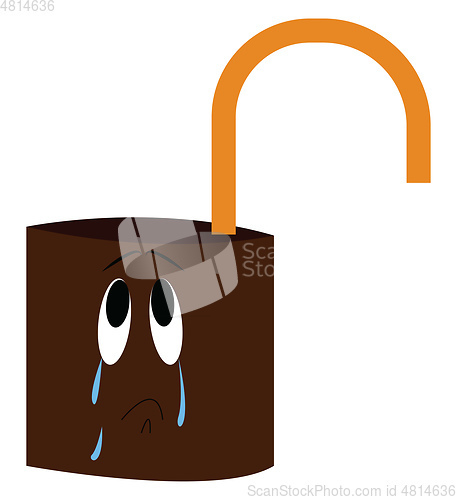 Image of Sad brown can with yellow curved pipe vector illustration on whi