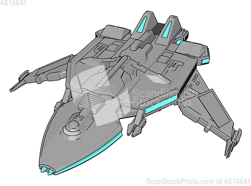 Image of Blue and grey spacecraft vector illustration on white background