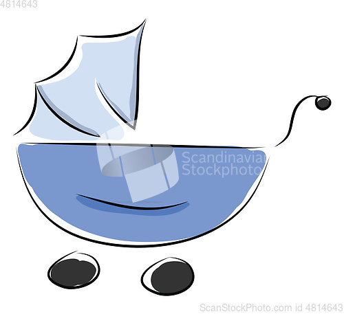 Image of Blue baby bed vector illustartion on white background