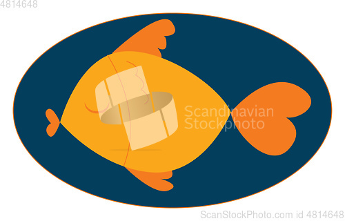 Image of Portrait of an orange colored fish over blue background vector o