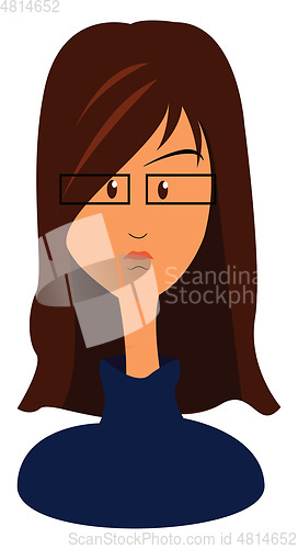 Image of Woman wearing blue turtleneck sweater illustration print vector 