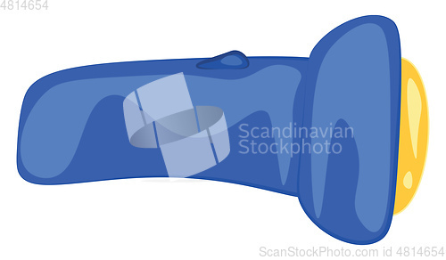 Image of Blue-colored flashlight with a yellow bulb vector or color illus