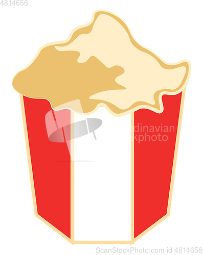 Image of A red and white tub full of yummy butter popcorn is ready to be 