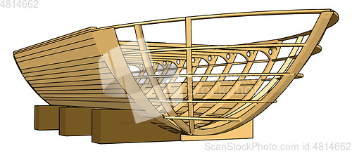 Image of Simple vector illustration of a wooden keel white background