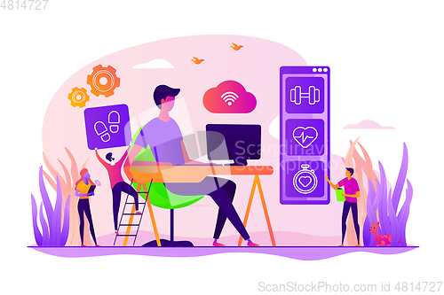 Image of Health-focused IOT desks concept vector illustration