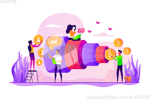 Image of Sales pipeline management concept vector illustration