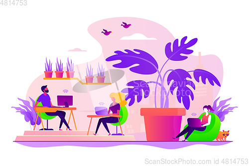 Image of Biophilic design in workspace concept vector illustration