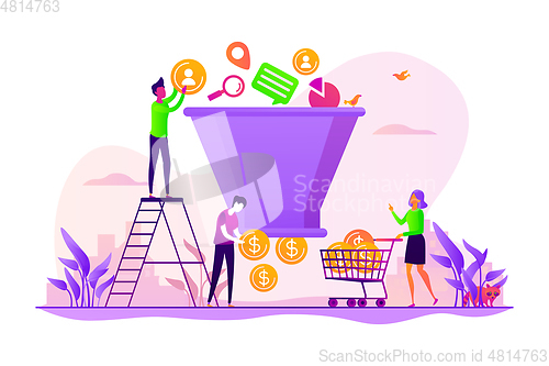 Image of Sales funnel management concept vector illustration