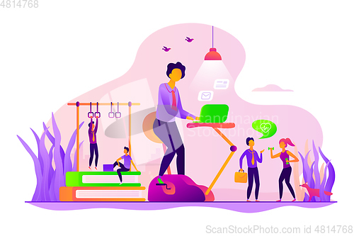 Image of Fitness-focused workspace concept vector illustration