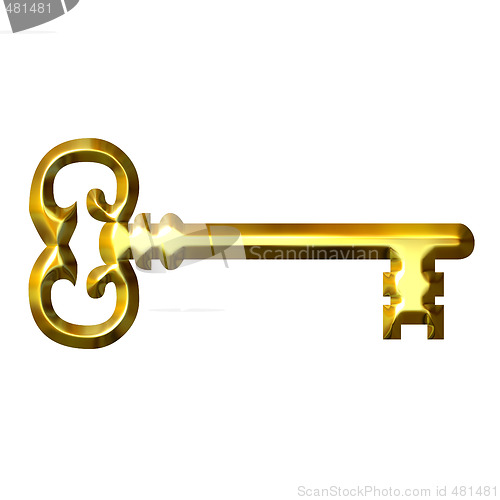 Image of 3D Golden Vintage Key