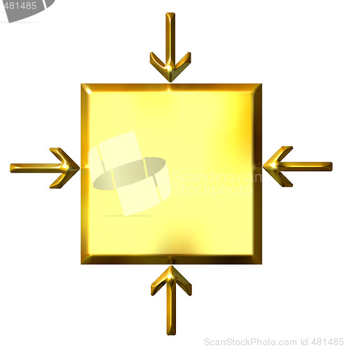 Image of 3d golden square witth pointing arrows