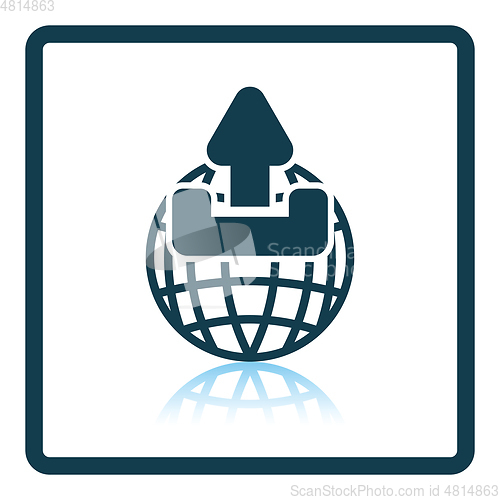 Image of Globe with upload symbol icon