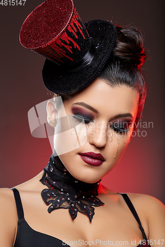Image of beautiful girl in cabaret style outfit