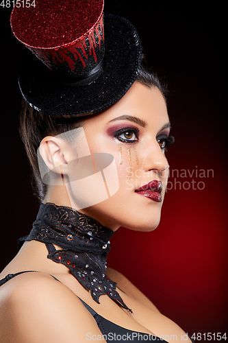 Image of beautiful girl in cabaret style outfit