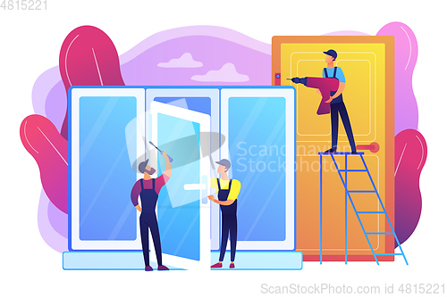Image of Windows and doors services concept vector illustration
