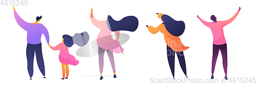 Image of People standing together flat vector illustrations set