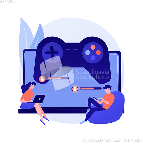 Image of Cross-platform play abstract concept vector illustration.