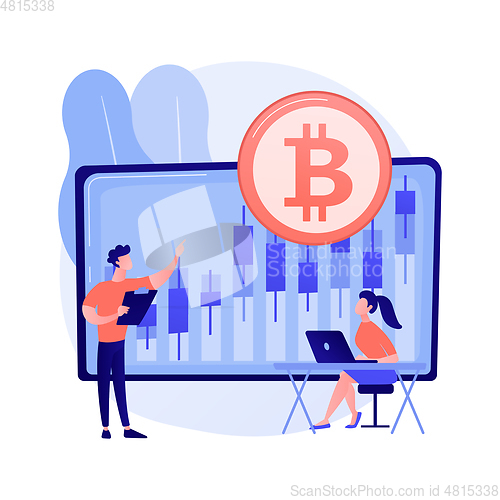 Image of Cryptocurrency trading desk abstract concept vector illustration.