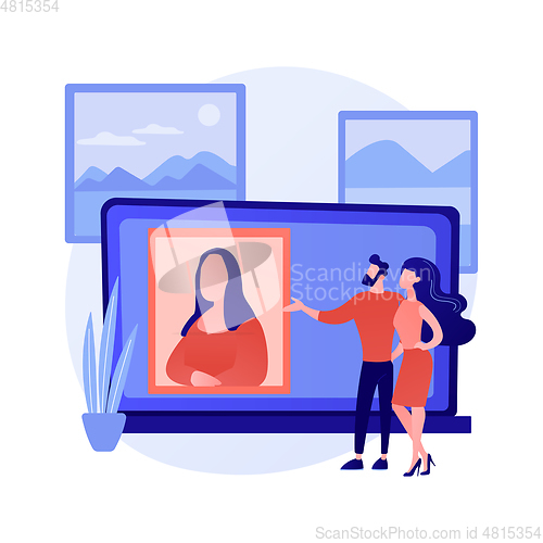 Image of Virtual gallery tour abstract concept vector illustration.