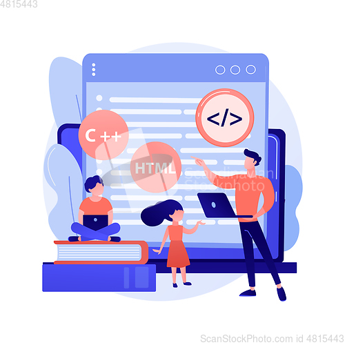 Image of Computer programming camp abstract concept vector illustration.