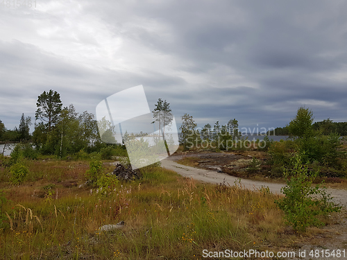 Image of Northern Landscape - Cloudy Gloomy Weather on the Lake Coast