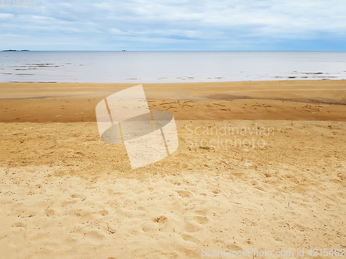 Image of Wild Empty Sandy Beach Before Rain