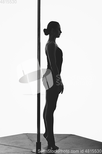 Image of beautiful pole dancer girl silhouette