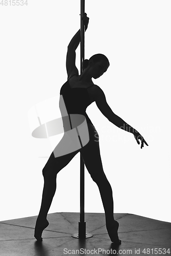 Image of beautiful pole dancer girl silhouette