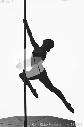 Image of beautiful pole dancer girl silhouette