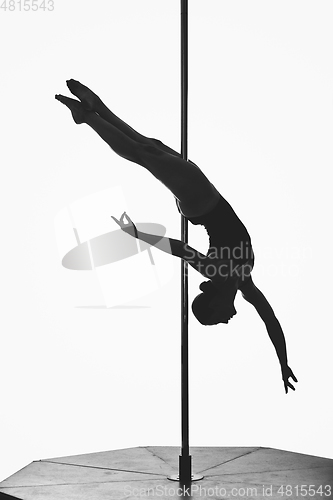 Image of beautiful pole dancer girl silhouette