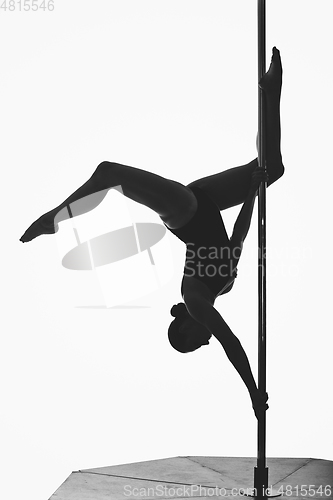 Image of beautiful pole dancer girl silhouette