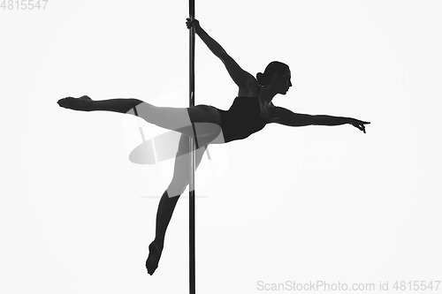 Image of beautiful pole dancer girl silhouette