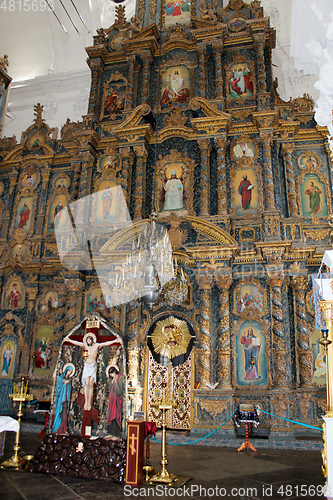 Image of beautiful iconostasis with ancient icons