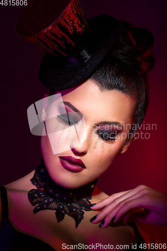 Image of beautiful girl in cabaret style outfit